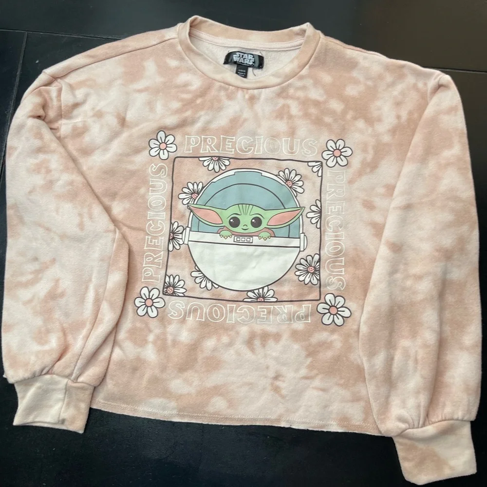 Star Wars Baby Yoda Cream and Tan Loungewear set Girls L 10/12
